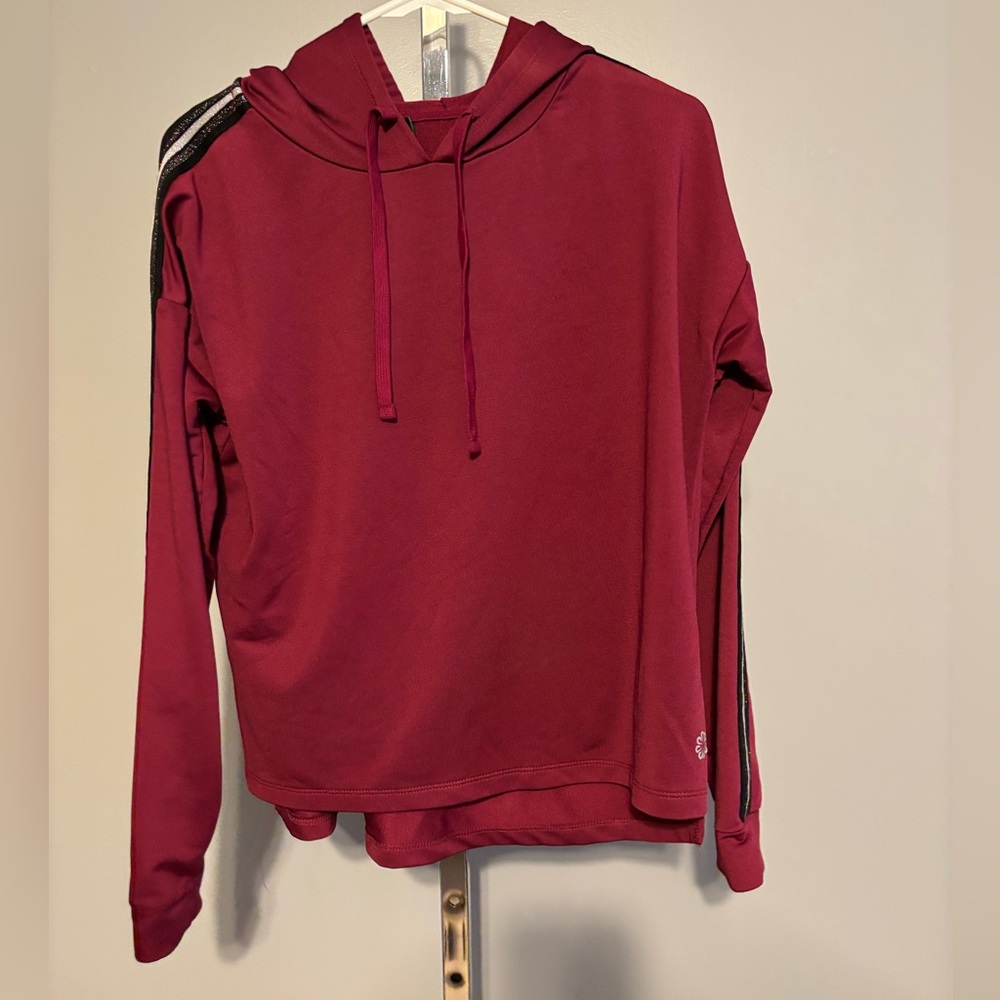 Pro player‎  Women’s Pull Over Hoodie Wine Color  Glitter Stripe Sleeve Size M